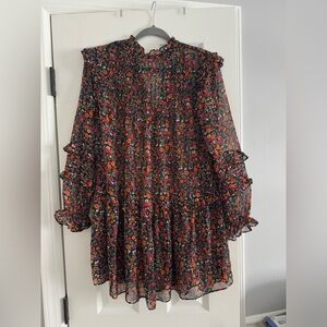 TOPSHOP Long Sleeve Ditsy Floral Minidress Sz. 4 NWT